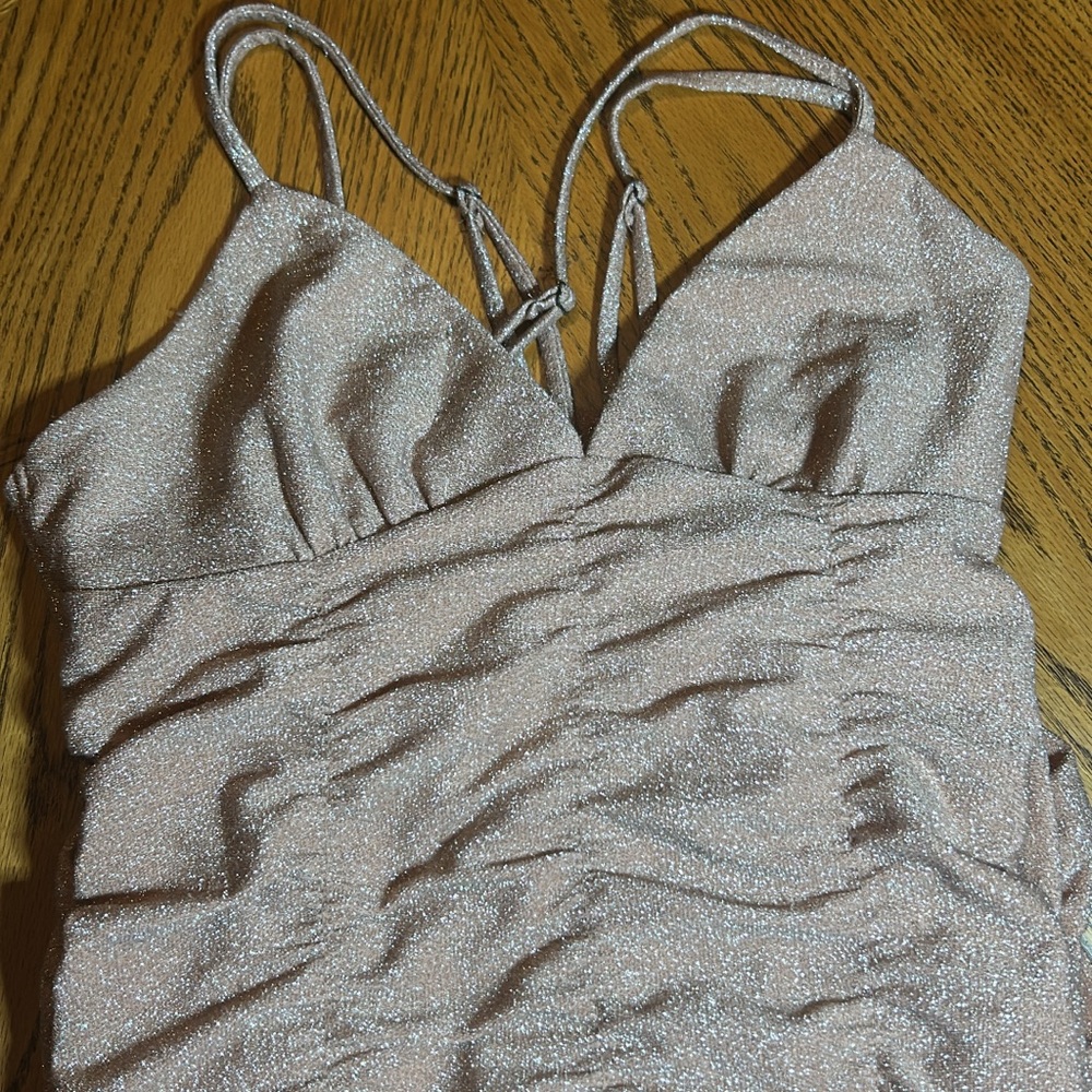 Wild Fable Glittering Tan Mini Dress